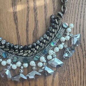 Zara Statement Silver-Tone Crystal & Pearl Bib Necklace